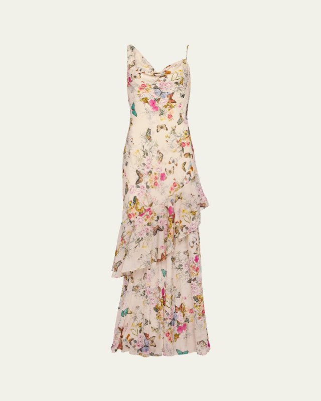 Viola Asymmetric Cowl-Neck Gown